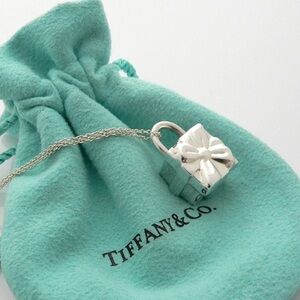 Tiffany & Co. Auth Gift Box Pad Lock Necklace w/Pouch✨EUC✨925 Silver✨